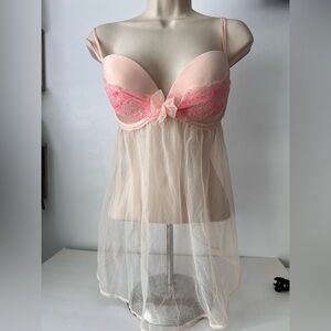Victoria's Secret Pink and Cream Lace Chemise